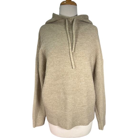 Calia by Carrie Underwood Beige Ribbed Hoodie Sweater Medium Soft Knit - Picture 4 of 11